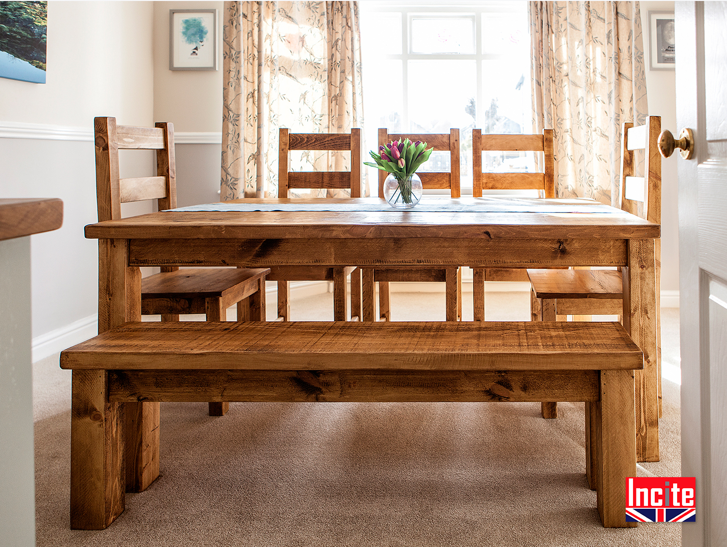 Plank Wood Farmhouse Kitchen Table Handcrafted By Incite